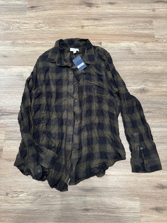 Lucky Brand Tops - Lucky Brand Olive and Black Plaid Button Shirt